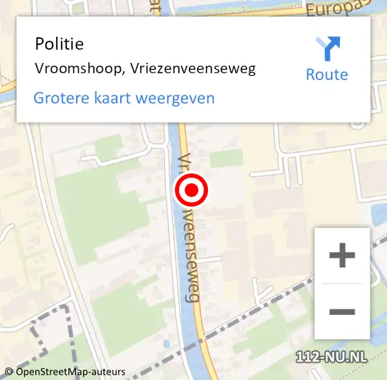Locatie op kaart van de 112 melding: Politie Vroomshoop, Vriezenveenseweg op 28 februari 2024 14:10