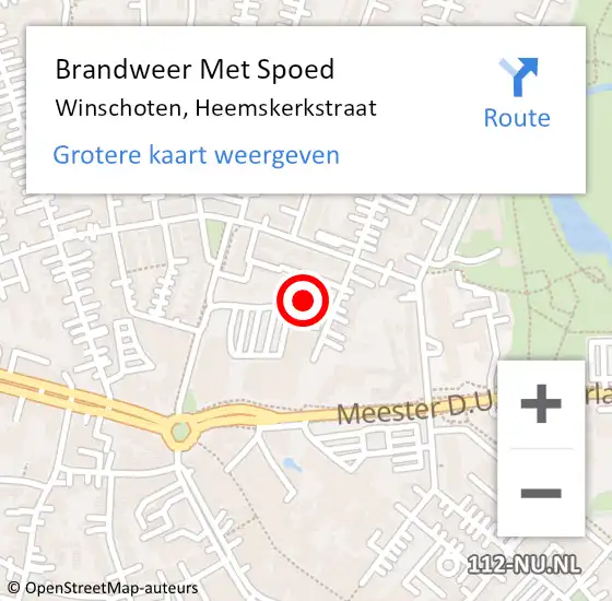 Locatie op kaart van de 112 melding: Brandweer Met Spoed Naar Winschoten, Heemskerkstraat op 28 februari 2024 14:20