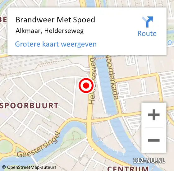 Locatie op kaart van de 112 melding: Brandweer Met Spoed Naar Alkmaar, Helderseweg op 28 februari 2024 14:35