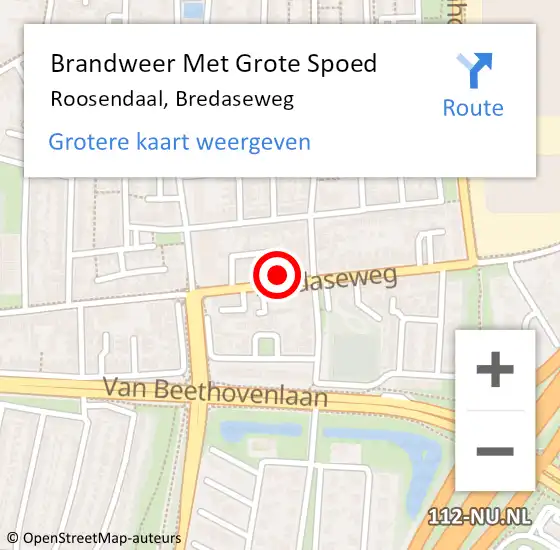Locatie op kaart van de 112 melding: Brandweer Met Grote Spoed Naar Roosendaal, Bredaseweg op 28 februari 2024 14:35