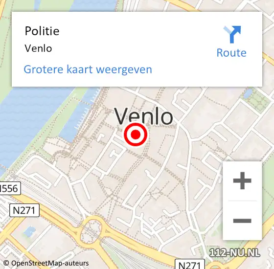 Locatie op kaart van de 112 melding: Politie Venlo op 28 februari 2024 14:51