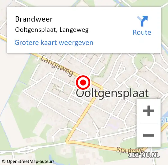 Locatie op kaart van de 112 melding: Brandweer Ooltgensplaat, Langeweg op 28 februari 2024 15:03