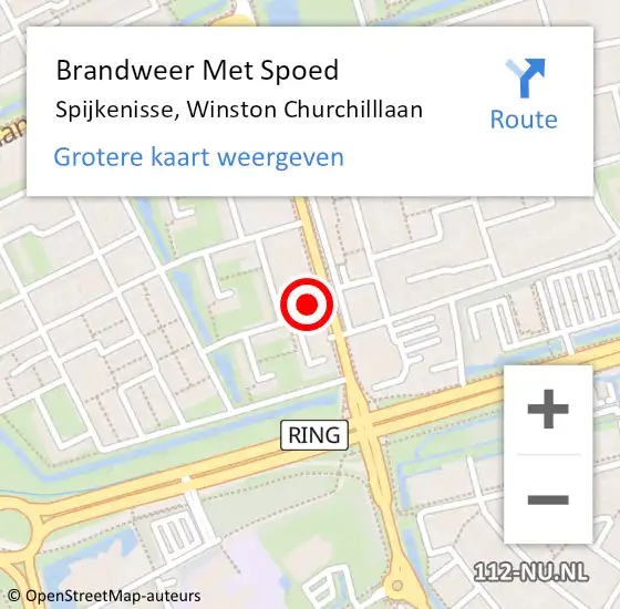 Locatie op kaart van de 112 melding: Brandweer Met Spoed Naar Spijkenisse, Winston Churchilllaan op 28 februari 2024 15:11