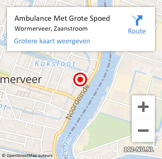 Locatie op kaart van de 112 melding: Ambulance Met Grote Spoed Naar Wormerveer, Zaanstroom op 28 februari 2024 15:49