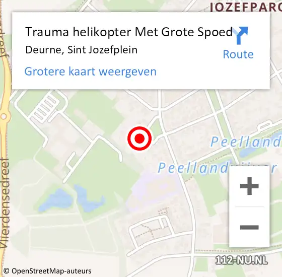 Locatie op kaart van de 112 melding: Trauma helikopter Met Grote Spoed Naar Deurne, Sint Jozefplein op 28 februari 2024 15:56