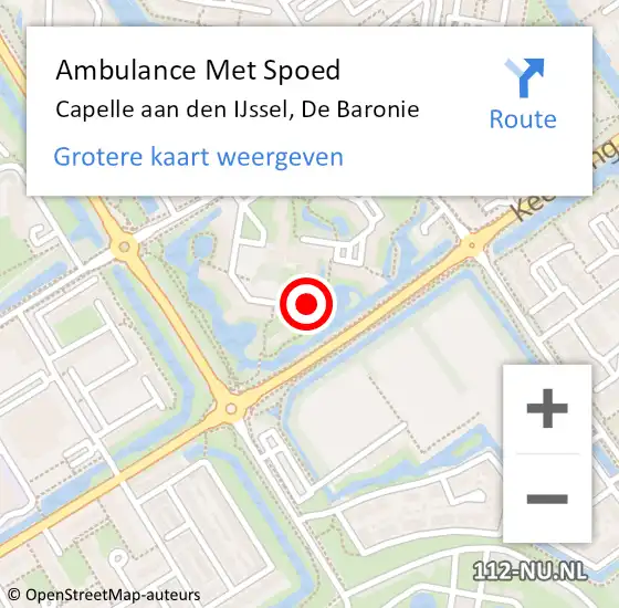 Locatie op kaart van de 112 melding: Ambulance Met Spoed Naar Capelle aan den IJssel, De Baronie op 28 februari 2024 17:40