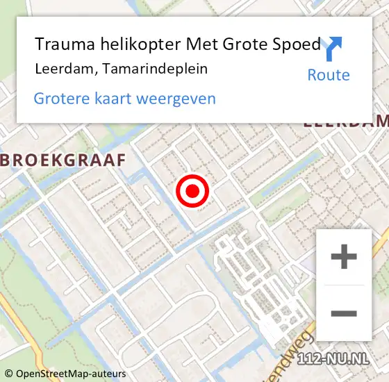 Locatie op kaart van de 112 melding: Trauma helikopter Met Grote Spoed Naar Leerdam, Tamarindeplein op 28 februari 2024 18:00