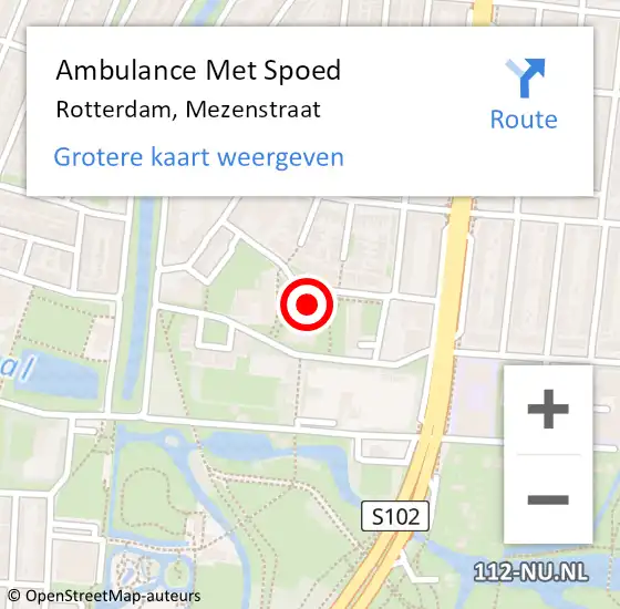 Locatie op kaart van de 112 melding: Ambulance Met Spoed Naar Rotterdam, Mezenstraat op 28 februari 2024 18:20