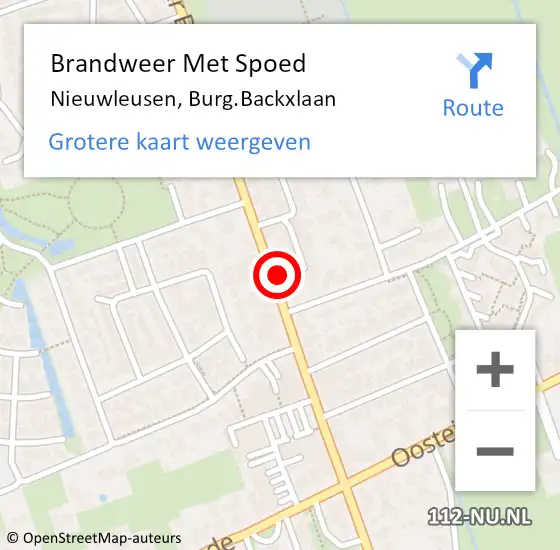 Locatie op kaart van de 112 melding: Brandweer Met Spoed Naar Nieuwleusen, Burg.Backxlaan op 28 februari 2024 19:35