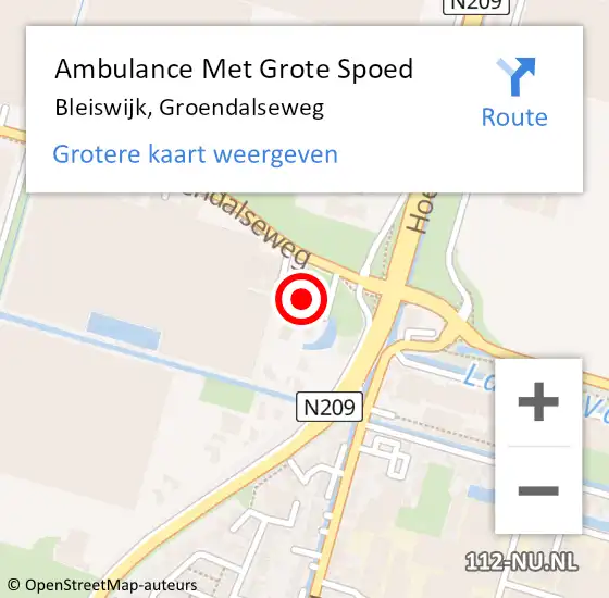 Locatie op kaart van de 112 melding: Ambulance Met Grote Spoed Naar Bleiswijk, Groendalseweg op 28 februari 2024 19:59