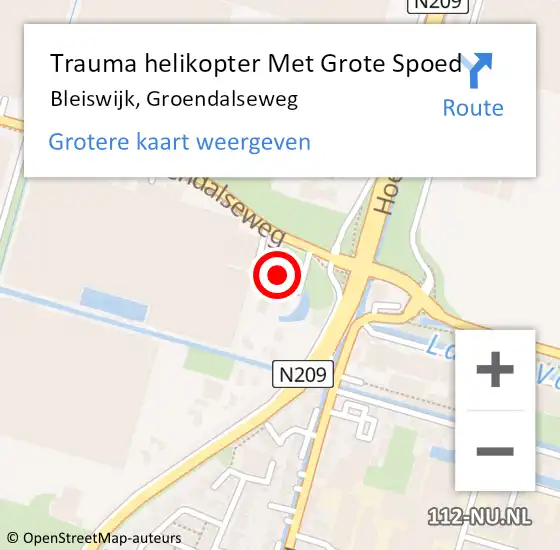 Locatie op kaart van de 112 melding: Trauma helikopter Met Grote Spoed Naar Bleiswijk, Groendalseweg op 28 februari 2024 20:00