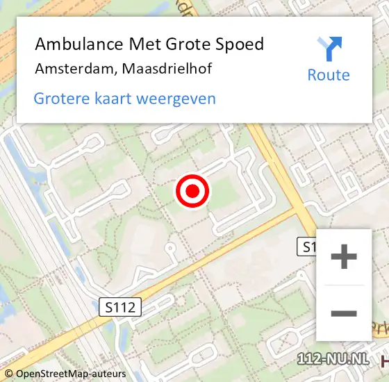 Locatie op kaart van de 112 melding: Ambulance Met Grote Spoed Naar Amsterdam, Maasdrielhof op 28 februari 2024 20:38