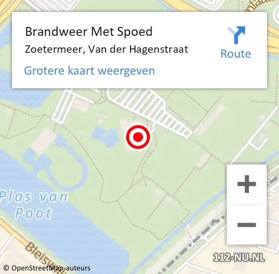Locatie op kaart van de 112 melding: Brandweer Met Spoed Naar Zoetermeer, Van der Hagenstraat op 28 februari 2024 20:40