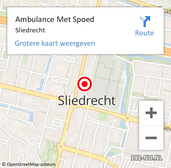 Locatie op kaart van de 112 melding: Ambulance Met Spoed Naar Sliedrecht op 28 februari 2024 22:41