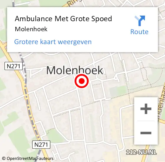 Locatie op kaart van de 112 melding: Ambulance Met Grote Spoed Naar Molenhoek op 28 februari 2024 23:58