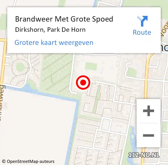 Locatie op kaart van de 112 melding: Brandweer Met Grote Spoed Naar Dirkshorn, Park De Horn op 29 februari 2024 00:56