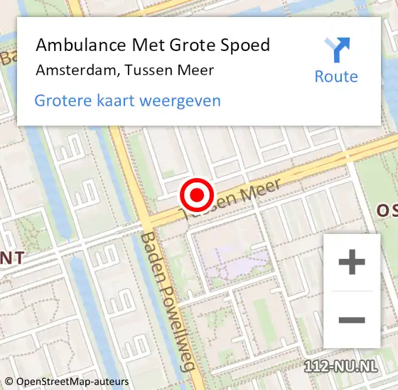 Locatie op kaart van de 112 melding: Ambulance Met Grote Spoed Naar Amsterdam, Tussen Meer op 29 februari 2024 01:05