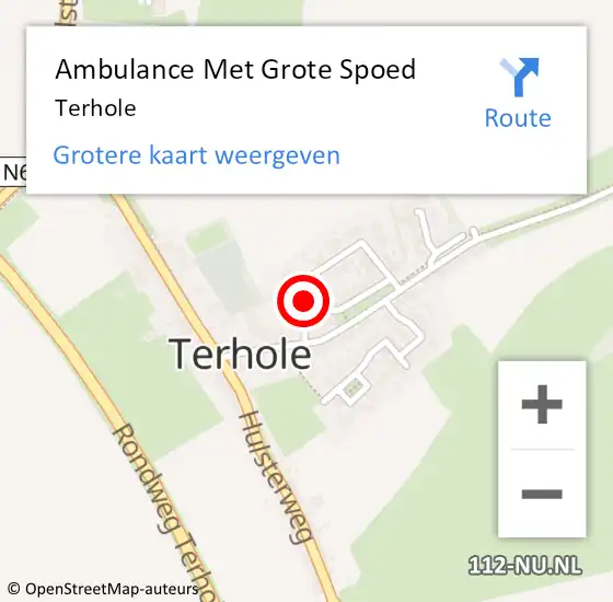Locatie op kaart van de 112 melding: Ambulance Met Grote Spoed Naar Terhole op 29 februari 2024 02:00