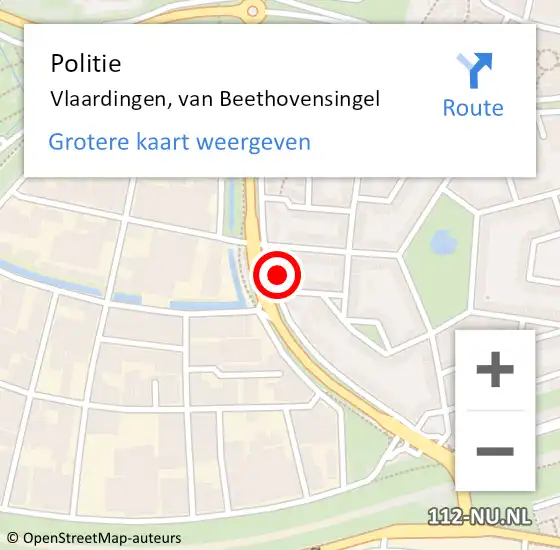Locatie op kaart van de 112 melding: Politie Vlaardingen, van Beethovensingel op 29 februari 2024 02:26