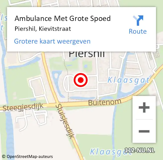 Locatie op kaart van de 112 melding: Ambulance Met Grote Spoed Naar Piershil, Kievitstraat op 29 februari 2024 04:54