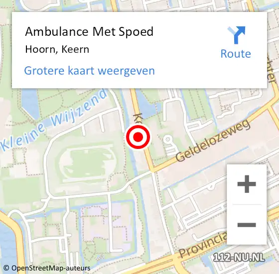 Locatie op kaart van de 112 melding: Ambulance Met Spoed Naar Hoorn, Keern op 29 februari 2024 04:57