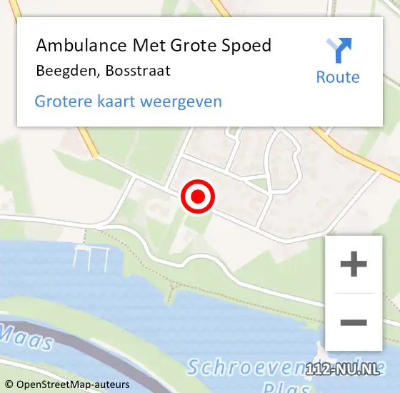 Locatie op kaart van de 112 melding: Ambulance Met Grote Spoed Naar Beegden, Bosstraat op 29 februari 2024 05:19