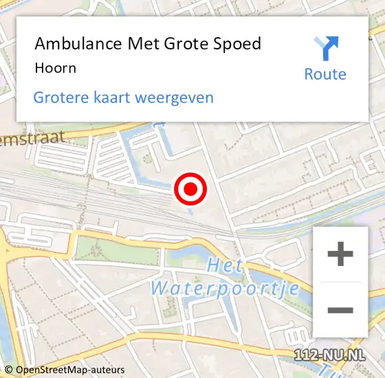 Locatie op kaart van de 112 melding: Ambulance Met Grote Spoed Naar Hoorn op 29 februari 2024 06:56