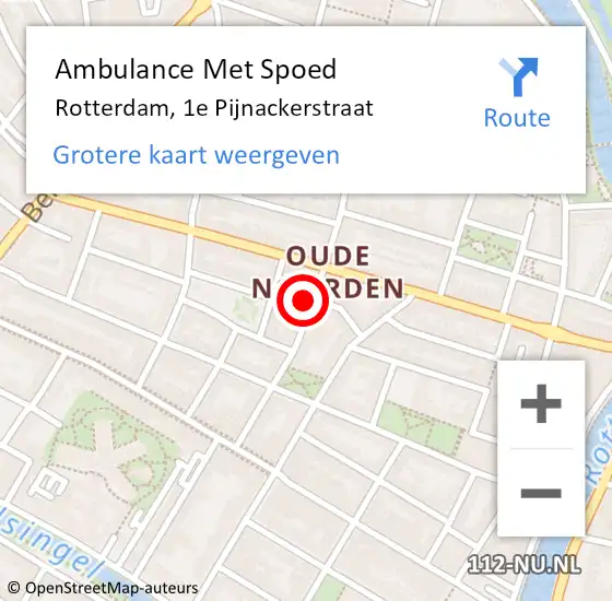 Locatie op kaart van de 112 melding: Ambulance Met Spoed Naar Rotterdam, 1e Pijnackerstraat op 29 februari 2024 07:03