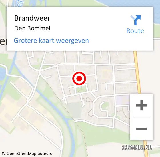 Locatie op kaart van de 112 melding: Brandweer Den Bommel op 29 februari 2024 08:00