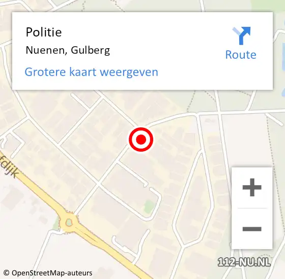 Locatie op kaart van de 112 melding: Politie Nuenen, Gulberg op 29 februari 2024 08:03