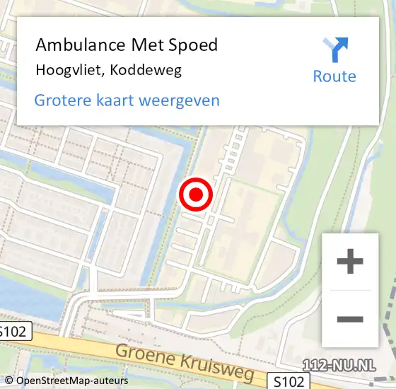 Locatie op kaart van de 112 melding: Ambulance Met Spoed Naar Hoogvliet, Koddeweg op 29 februari 2024 08:16
