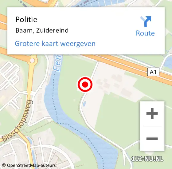 Locatie op kaart van de 112 melding: Politie Baarn, Zuidereind op 29 februari 2024 08:23