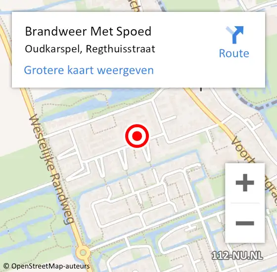 Locatie op kaart van de 112 melding: Brandweer Met Spoed Naar Oudkarspel, Regthuisstraat op 29 februari 2024 08:29