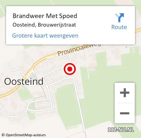 Locatie op kaart van de 112 melding: Brandweer Met Spoed Naar Oosteind, Brouwerijstraat op 29 februari 2024 08:29