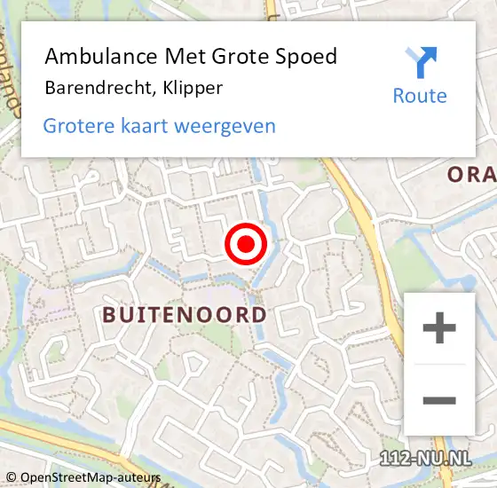 Locatie op kaart van de 112 melding: Ambulance Met Grote Spoed Naar Barendrecht, Klipper op 29 februari 2024 08:36