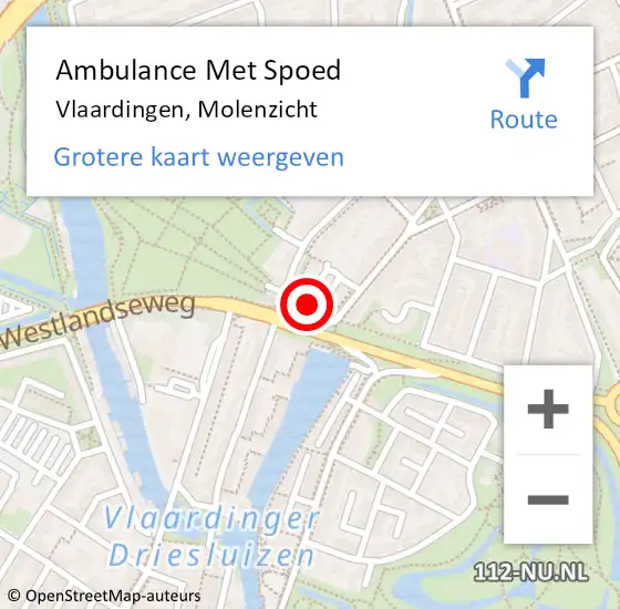 Locatie op kaart van de 112 melding: Ambulance Met Spoed Naar Vlaardingen, Molenzicht op 29 februari 2024 08:45