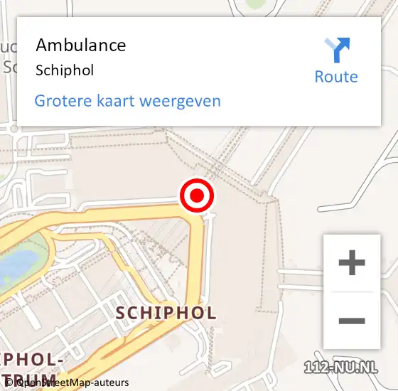 Locatie op kaart van de 112 melding: Ambulance Schiphol op 29 februari 2024 08:58