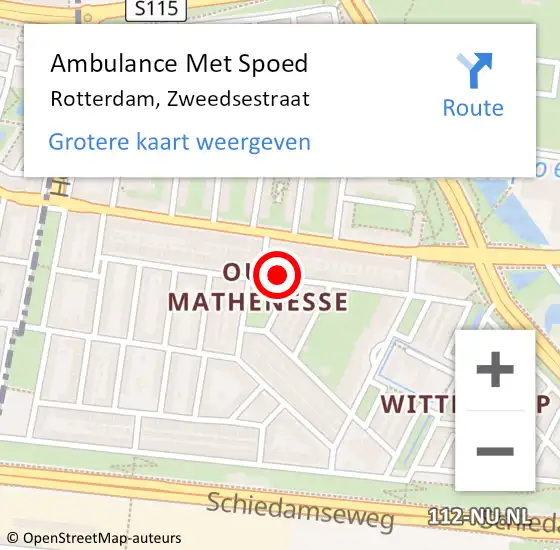Locatie op kaart van de 112 melding: Ambulance Met Spoed Naar Rotterdam, Zweedsestraat op 29 februari 2024 09:00