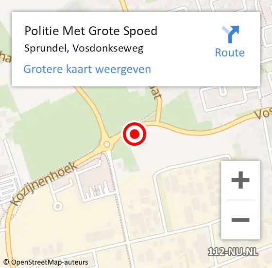 Locatie op kaart van de 112 melding: Politie Met Grote Spoed Naar Sprundel, Vosdonkseweg op 29 februari 2024 09:44