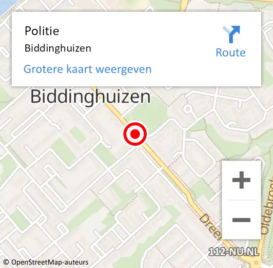 Locatie op kaart van de 112 melding: Politie Biddinghuizen op 29 februari 2024 10:05