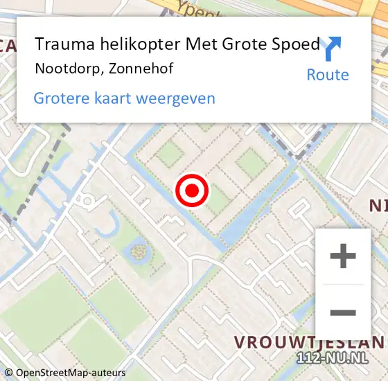 Locatie op kaart van de 112 melding: Trauma helikopter Met Grote Spoed Naar Nootdorp, Zonnehof op 29 februari 2024 11:14