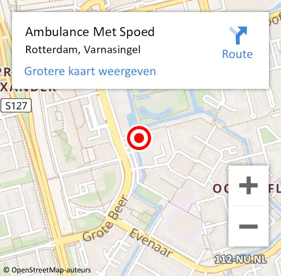 Locatie op kaart van de 112 melding: Ambulance Met Spoed Naar Rotterdam, Varnasingel op 29 februari 2024 11:28