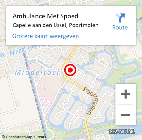 Locatie op kaart van de 112 melding: Ambulance Met Spoed Naar Capelle aan den IJssel, Poortmolen op 29 februari 2024 11:35