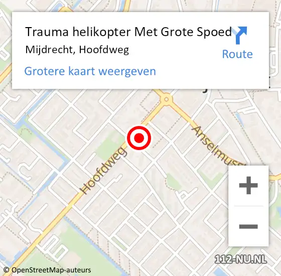 Locatie op kaart van de 112 melding: Trauma helikopter Met Grote Spoed Naar Mijdrecht, Hoofdweg op 29 februari 2024 11:54