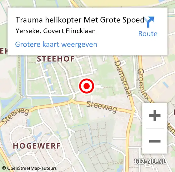 Locatie op kaart van de 112 melding: Trauma helikopter Met Grote Spoed Naar Yerseke, Govert Flincklaan op 29 februari 2024 11:56