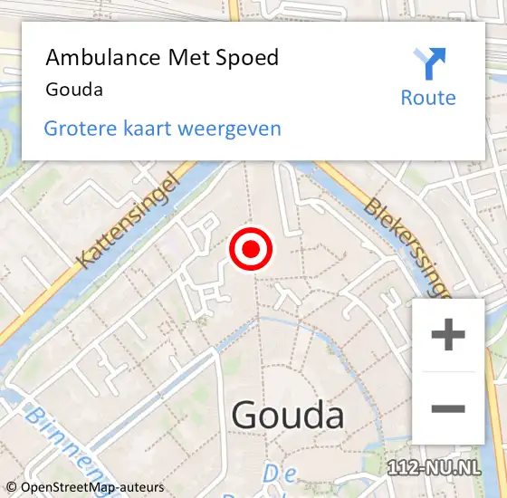 Locatie op kaart van de 112 melding: Ambulance Met Spoed Naar Gouda op 29 februari 2024 12:09