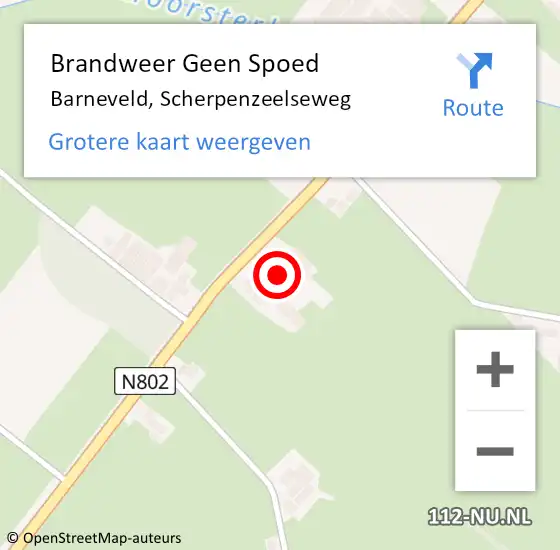 Locatie op kaart van de 112 melding: Brandweer Geen Spoed Naar Barneveld, Scherpenzeelseweg op 29 februari 2024 12:09
