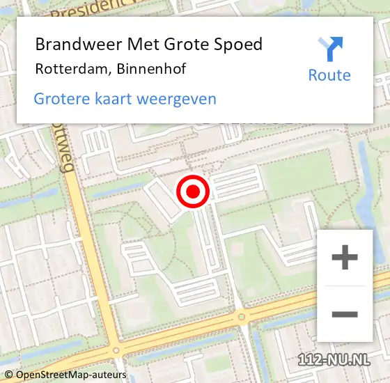 Locatie op kaart van de 112 melding: Brandweer Met Grote Spoed Naar Rotterdam, Binnenhof op 29 februari 2024 12:28