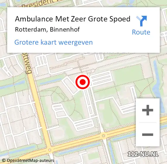 Locatie op kaart van de 112 melding: Ambulance Met Zeer Grote Spoed Naar Rotterdam, Binnenhof op 29 februari 2024 12:28