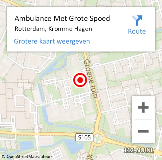 Locatie op kaart van de 112 melding: Ambulance Met Grote Spoed Naar Rotterdam, Kromme Hagen op 29 februari 2024 12:58